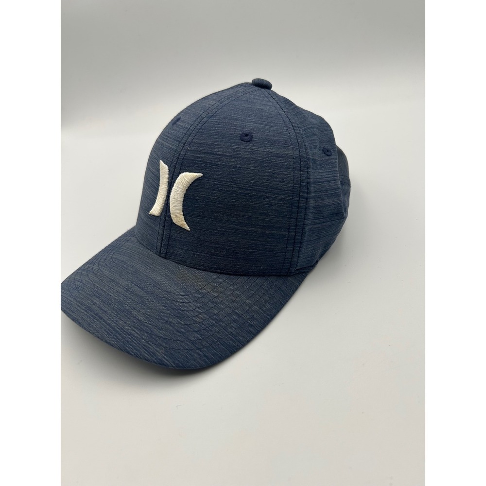 Hurley Flexfit Hat Blue Heathered Icon Logo Embroidered Baseball Cap L-XL